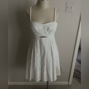 Club Monaco White Ruched Tiered Mini Dress